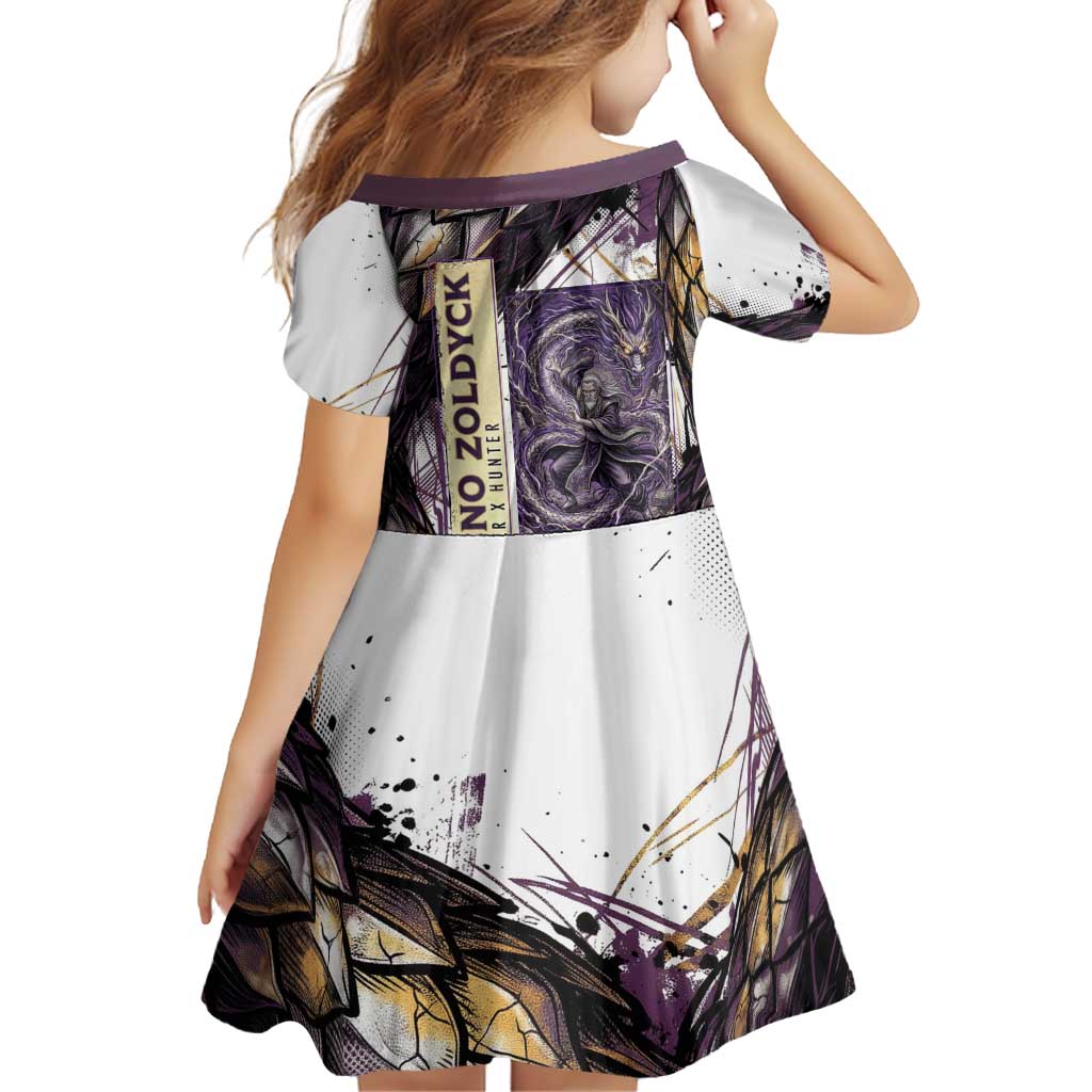 Zeno Zoldyck Theme White and Purple Dragon Aura Design Family Matching Tank Maxi Dress and Hawaiian Shirt with Dark Energy Card Artwork