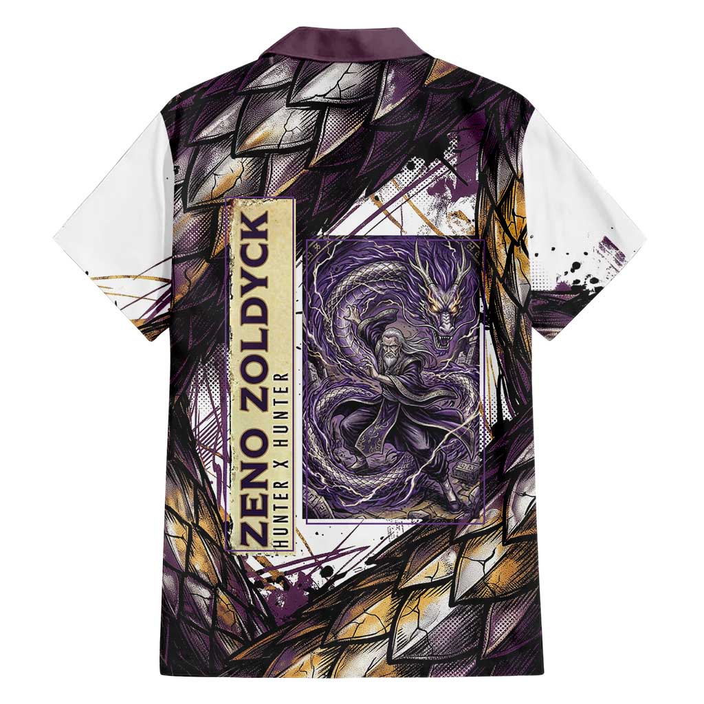 Zeno Zoldyck Theme White and Purple Dragon Aura Design Family Matching Tank Maxi Dress and Hawaiian Shirt with Dark Energy Card Artwork