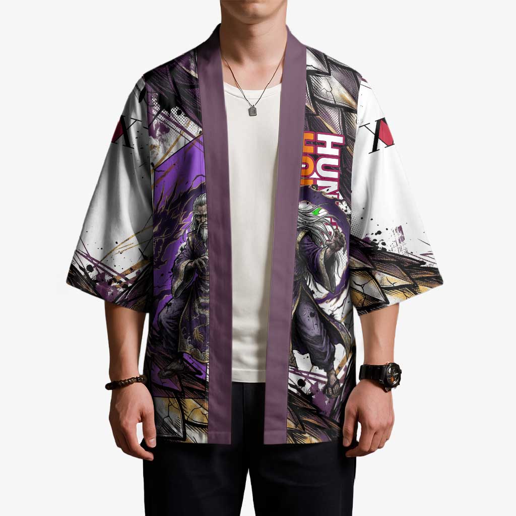 Zeno Zoldyck Theme White and Purple Dragon Aura Design Kimono with Dark Energy Card Artwork - The Mazicc