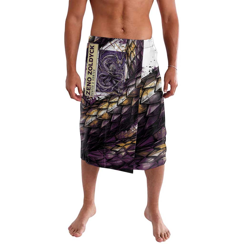 Zeno Zoldyck Theme White and Purple Dragon Aura Design Lavalava with Dark Energy Card Artwork - The Mazicc