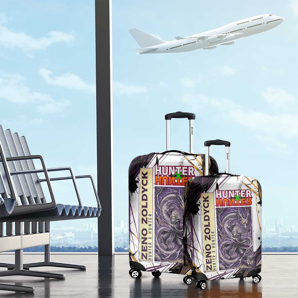 Zeno Zoldyck Theme White and Purple Dragon Aura Design Luggage Cover with Dark Energy Card Artwork - The Mazicc
