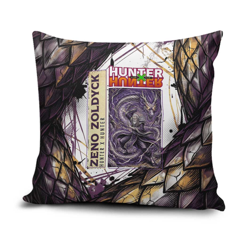 Zeno Zoldyck Theme White and Purple Dragon Aura Design Pillow Cover with Dark Energy Card Artwork - The Mazicc