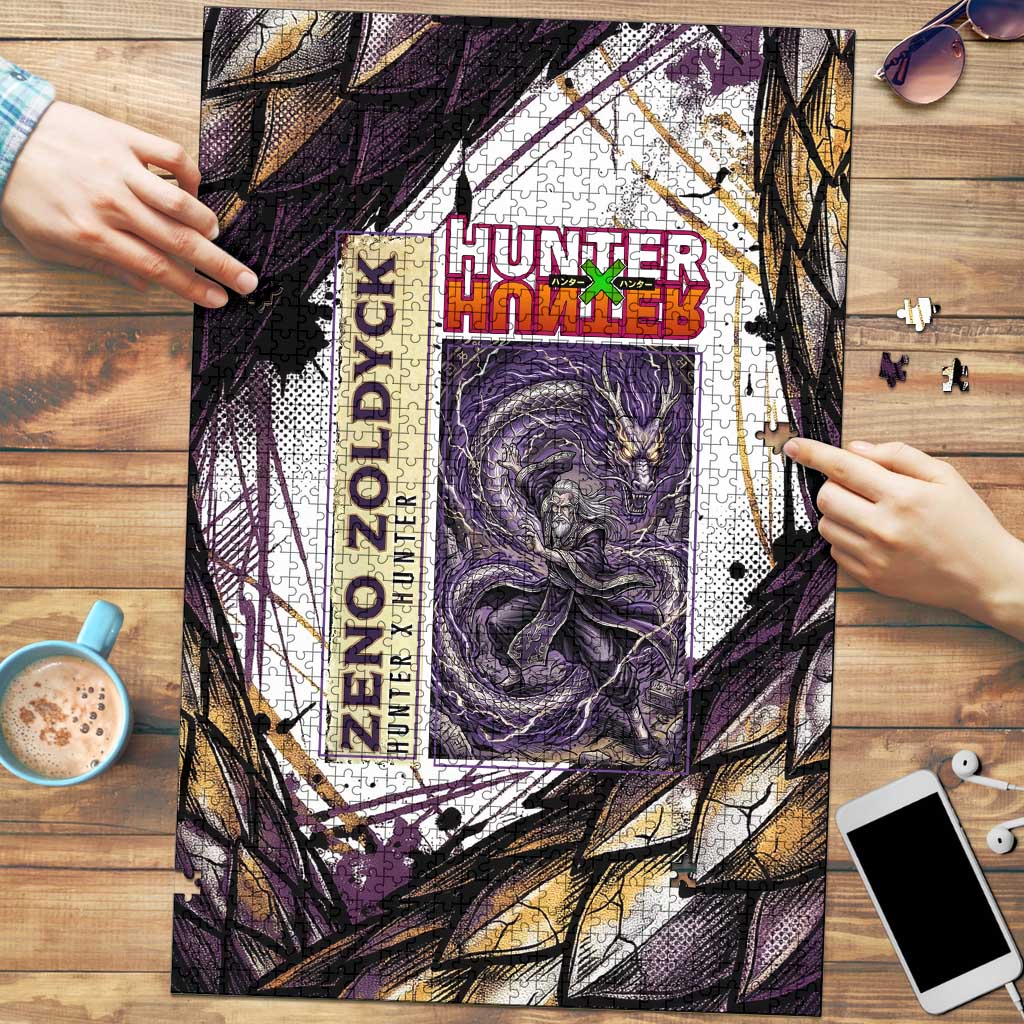 Zeno Zoldyck Theme White and Purple Dragon Aura Design Puzzle with Dark Energy Card Artwork - The Mazicc