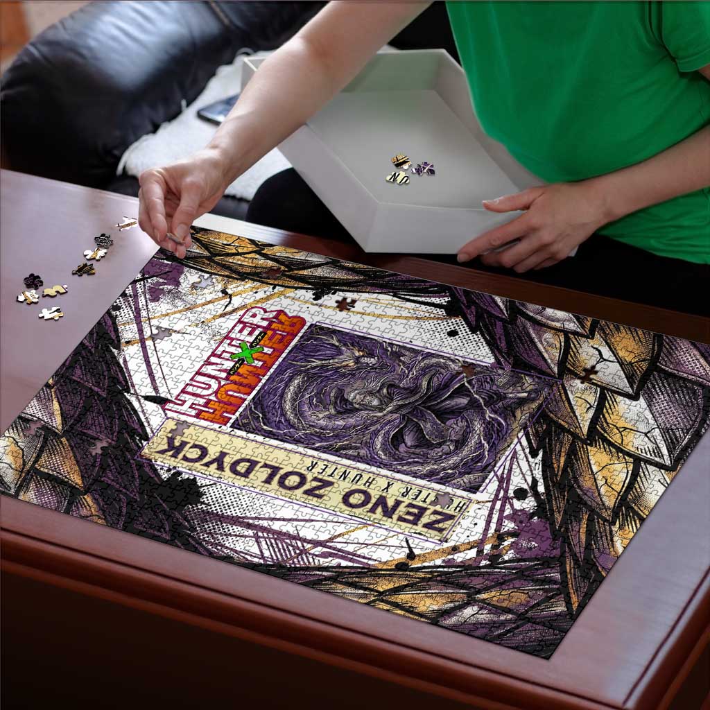 Zeno Zoldyck Theme White and Purple Dragon Aura Design Puzzle with Dark Energy Card Artwork - The Mazicc