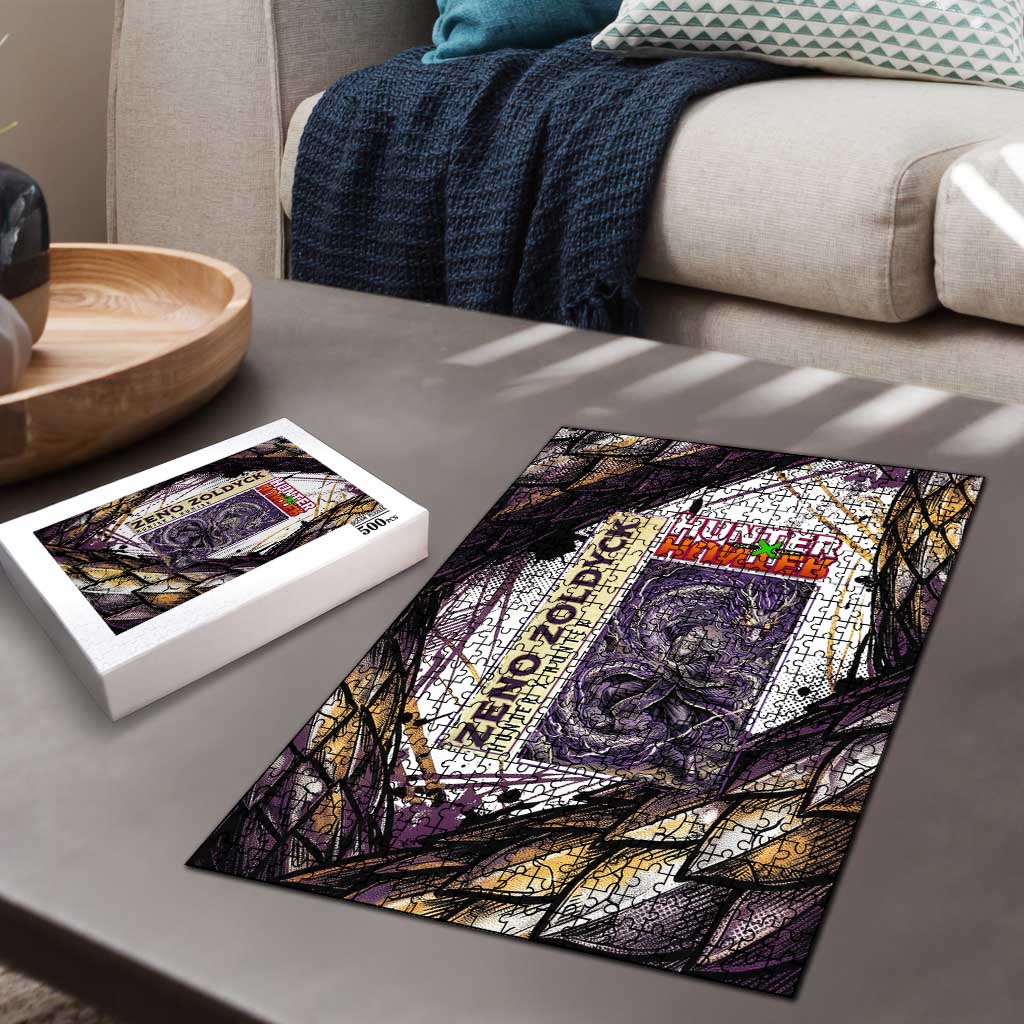 Zeno Zoldyck Theme White and Purple Dragon Aura Design Puzzle with Dark Energy Card Artwork - The Mazicc