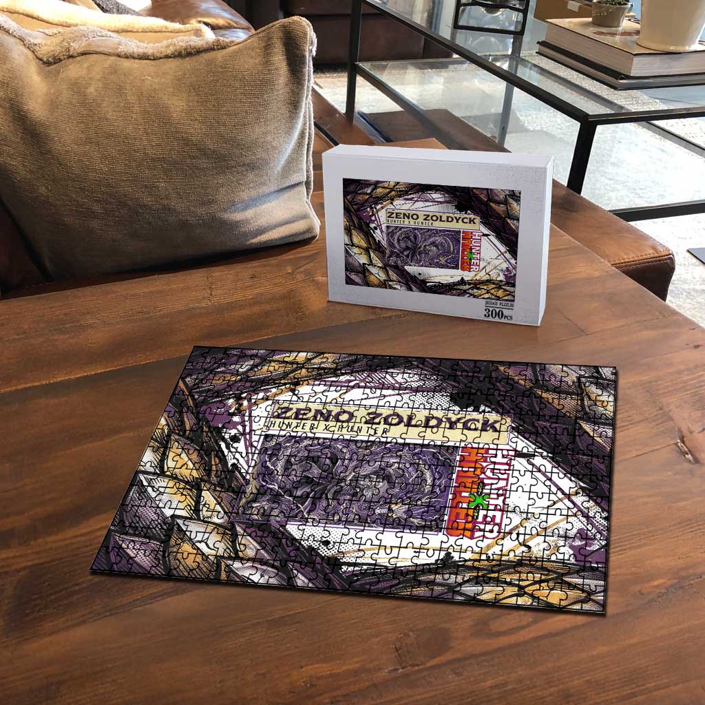 Zeno Zoldyck Theme White and Purple Dragon Aura Design Puzzle with Dark Energy Card Artwork - The Mazicc