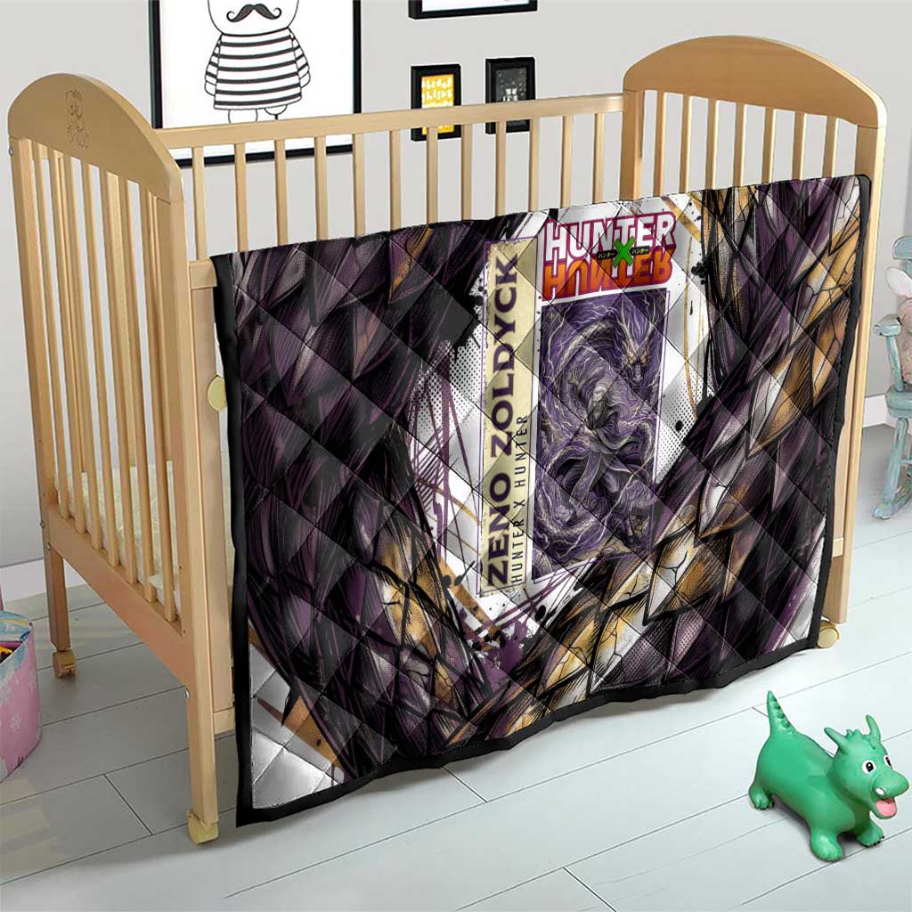 Zeno Zoldyck Theme White and Purple Dragon Aura Design Quilt with Dark Energy Card Artwork - The Mazicc