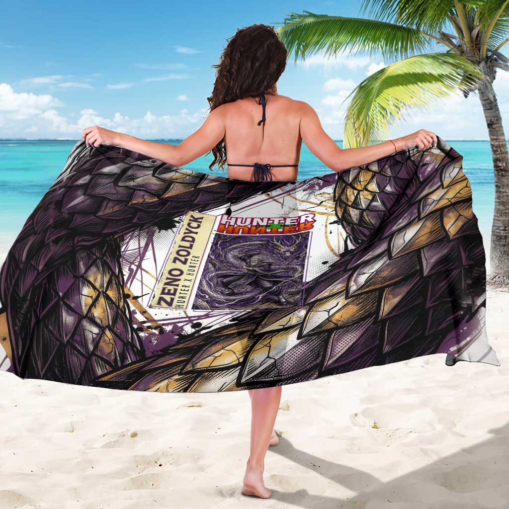 Zeno Zoldyck Theme White and Purple Dragon Aura Design Sarong with Dark Energy Card Artwork - The Mazicc