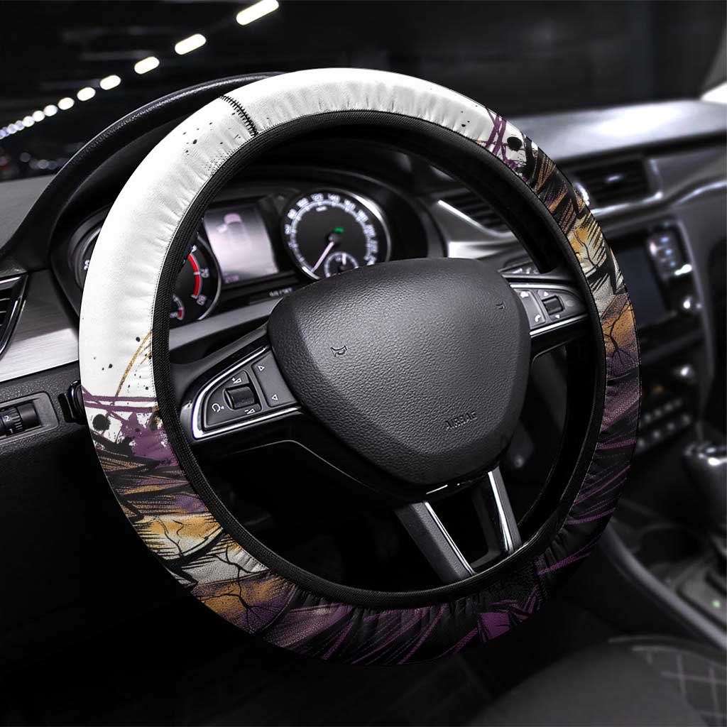 Zeno Zoldyck Theme White and Purple Dragon Aura Design Steering Wheel Cover with Dark Energy Card Artwork - The Mazicc