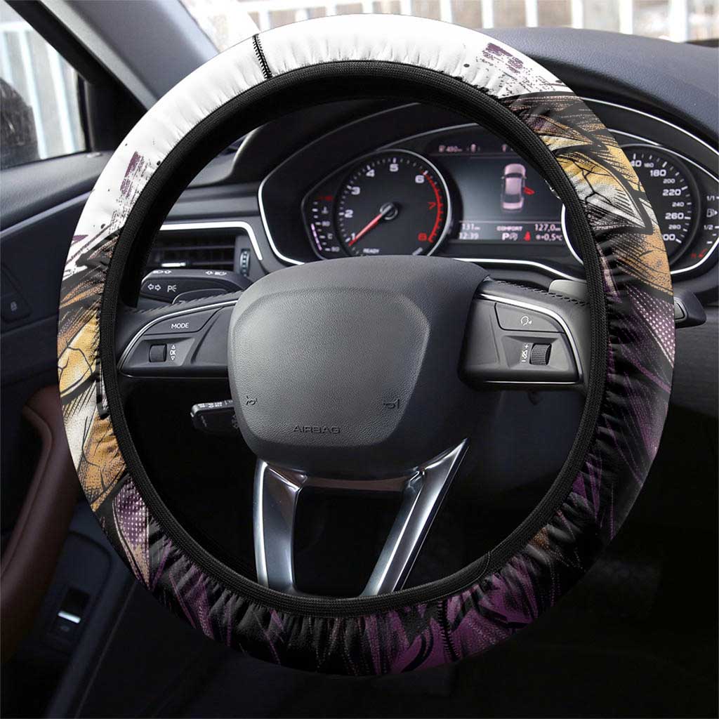Zeno Zoldyck Theme White and Purple Dragon Aura Design Steering Wheel Cover with Dark Energy Card Artwork - The Mazicc