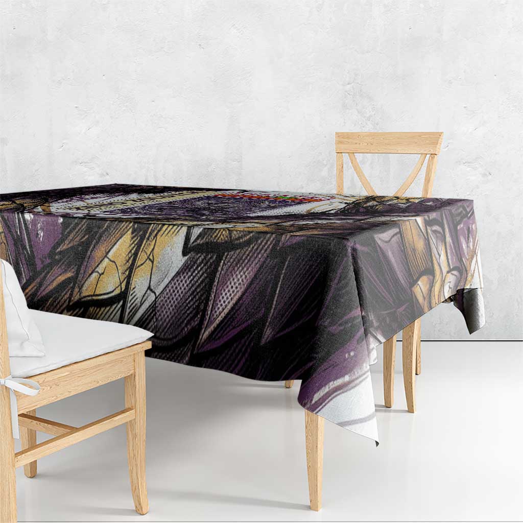 Zeno Zoldyck Theme White and Purple Dragon Aura Design Tablecloth with Dark Energy Card Artwork - The Mazicc