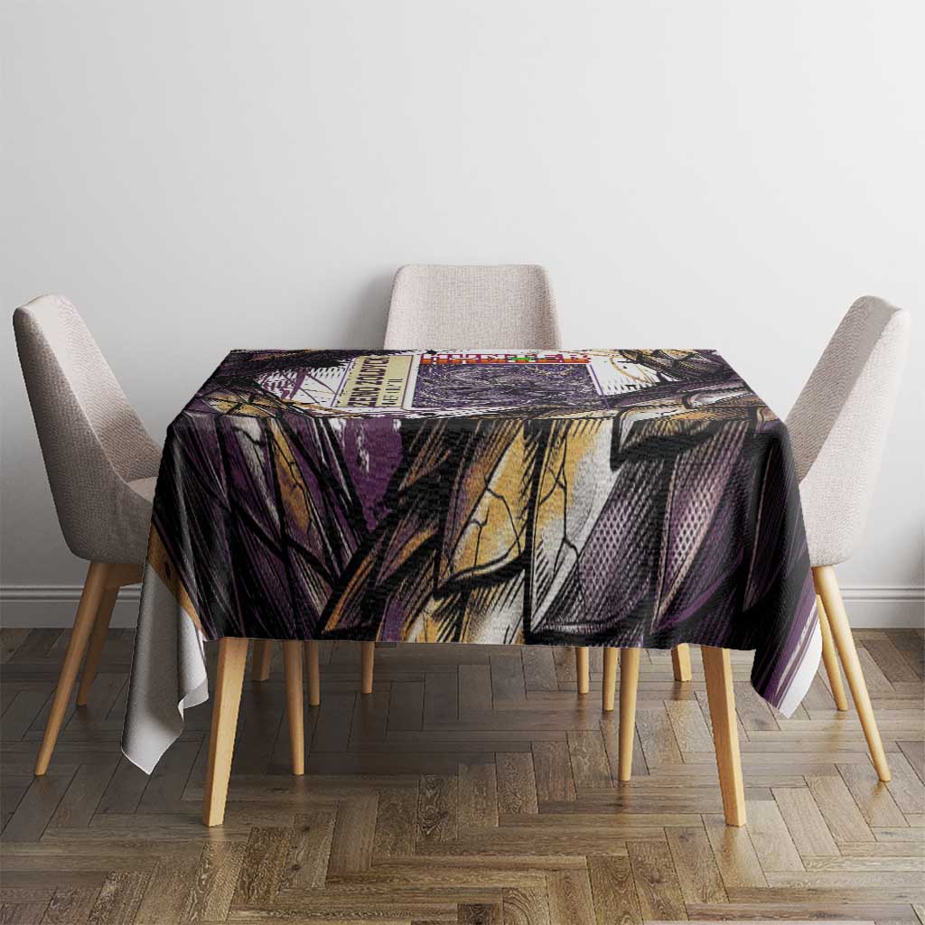 Zeno Zoldyck Theme White and Purple Dragon Aura Design Tablecloth with Dark Energy Card Artwork - The Mazicc
