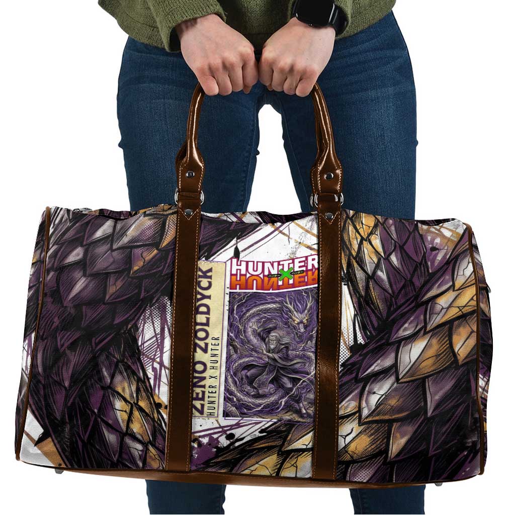 Zeno Zoldyck Theme White and Purple Dragon Aura Design Travel Bag with Dark Energy Card Artwork - The Mazicc