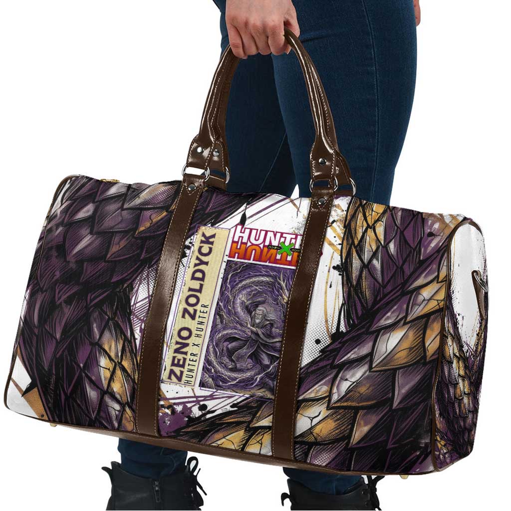 Zeno Zoldyck Theme White and Purple Dragon Aura Design Travel Bag with Dark Energy Card Artwork - The Mazicc