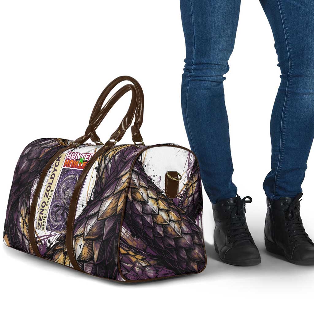 Zeno Zoldyck Theme White and Purple Dragon Aura Design Travel Bag with Dark Energy Card Artwork - The Mazicc