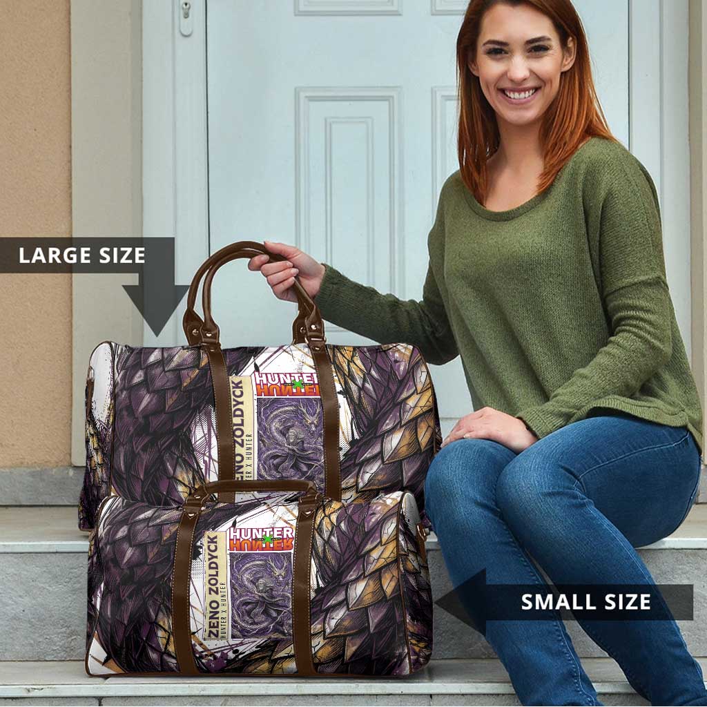 Zeno Zoldyck Theme White and Purple Dragon Aura Design Travel Bag with Dark Energy Card Artwork - The Mazicc