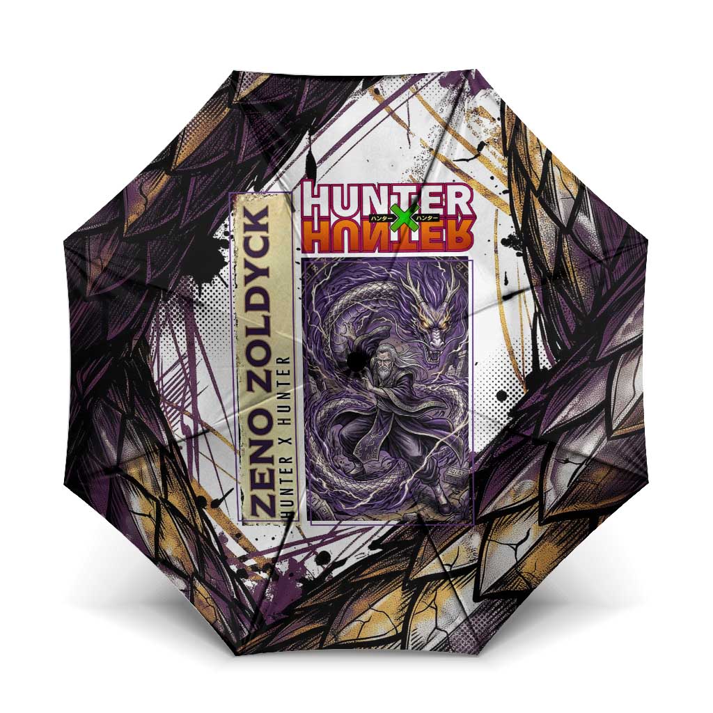 Zeno Zoldyck Theme White and Purple Dragon Aura Design Umbrella with Dark Energy Card Artwork - The Mazicc