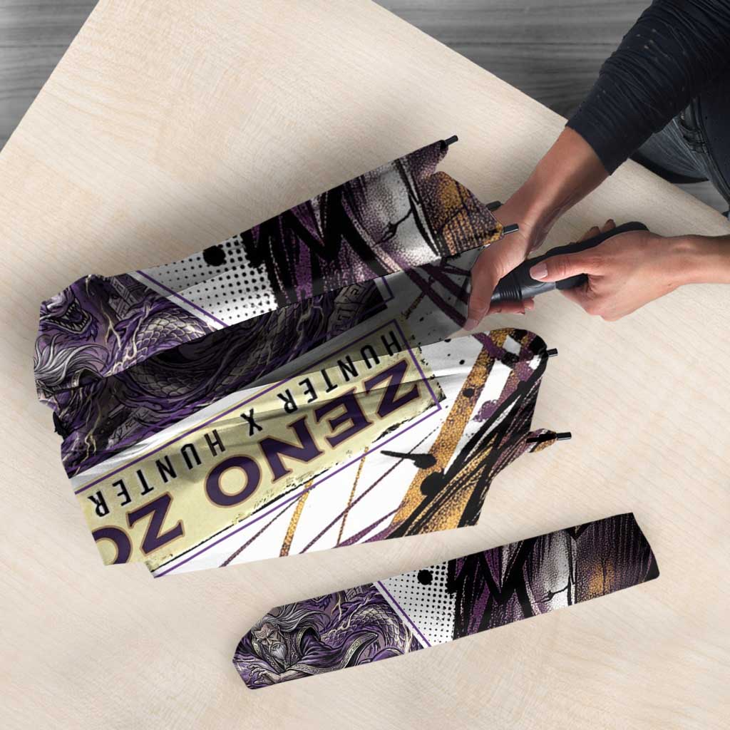 Zeno Zoldyck Theme White and Purple Dragon Aura Design Umbrella with Dark Energy Card Artwork - The Mazicc