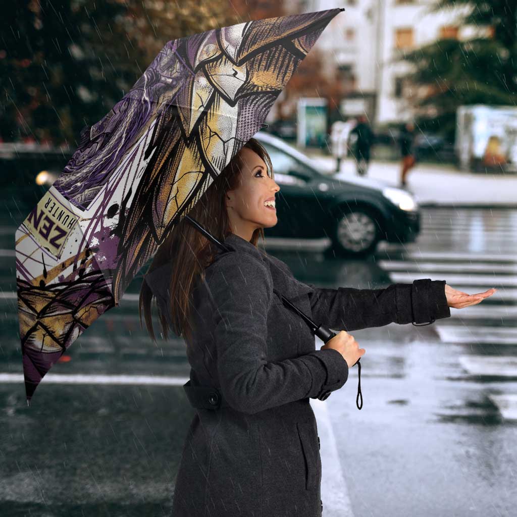 Zeno Zoldyck Theme White and Purple Dragon Aura Design Umbrella with Dark Energy Card Artwork - The Mazicc