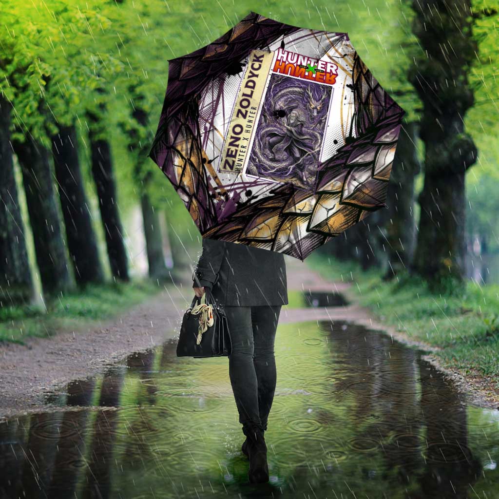 Zeno Zoldyck Theme White and Purple Dragon Aura Design Umbrella with Dark Energy Card Artwork - The Mazicc