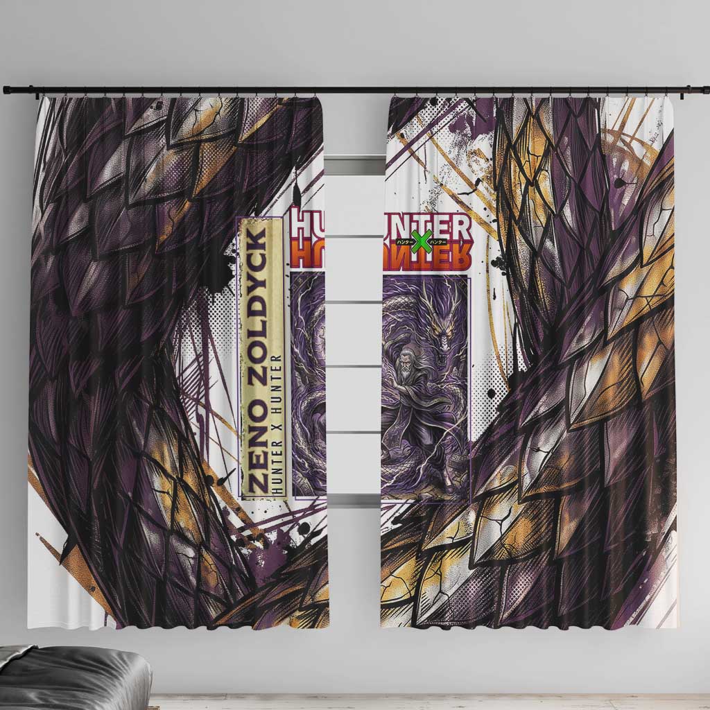 Zeno Zoldyck Theme White and Purple Dragon Aura Design Window Curtain with Dark Energy Card Artwork - The Mazicc