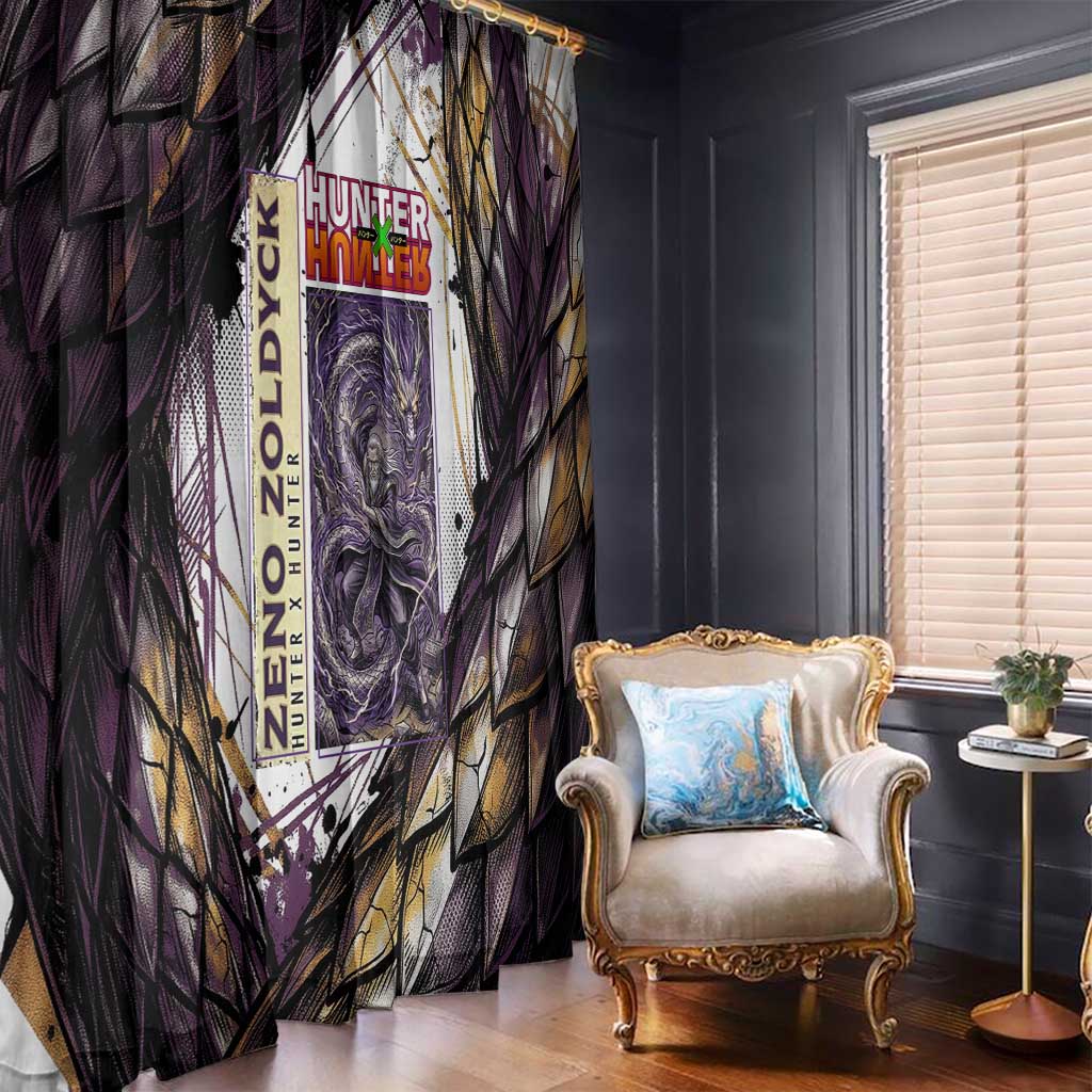 Zeno Zoldyck Theme White and Purple Dragon Aura Design Window Curtain with Dark Energy Card Artwork - The Mazicc