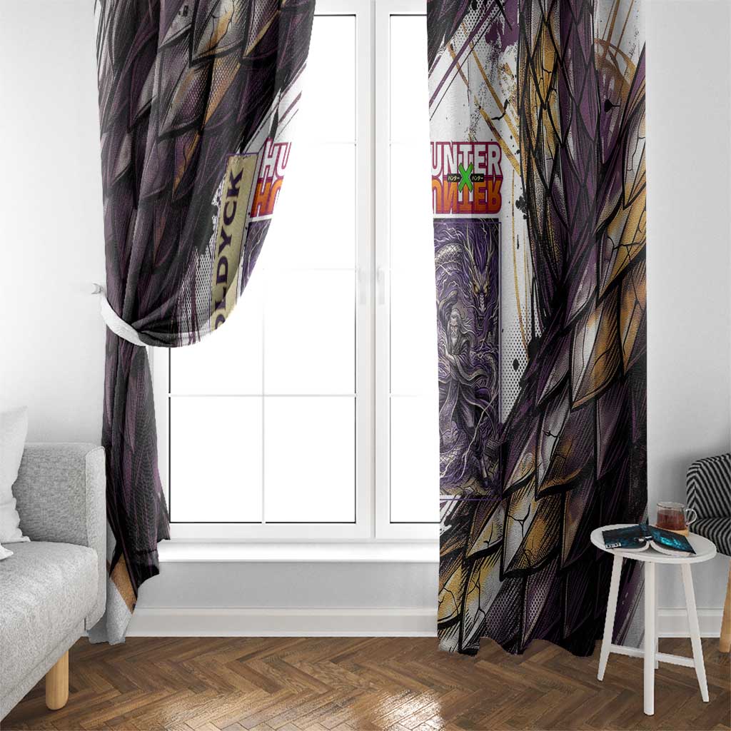 Zeno Zoldyck Theme White and Purple Dragon Aura Design Window Curtain with Dark Energy Card Artwork - The Mazicc