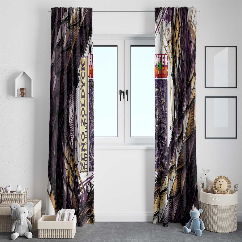 Zeno Zoldyck Theme White and Purple Dragon Aura Design Window Curtain with Dark Energy Card Artwork - The Mazicc