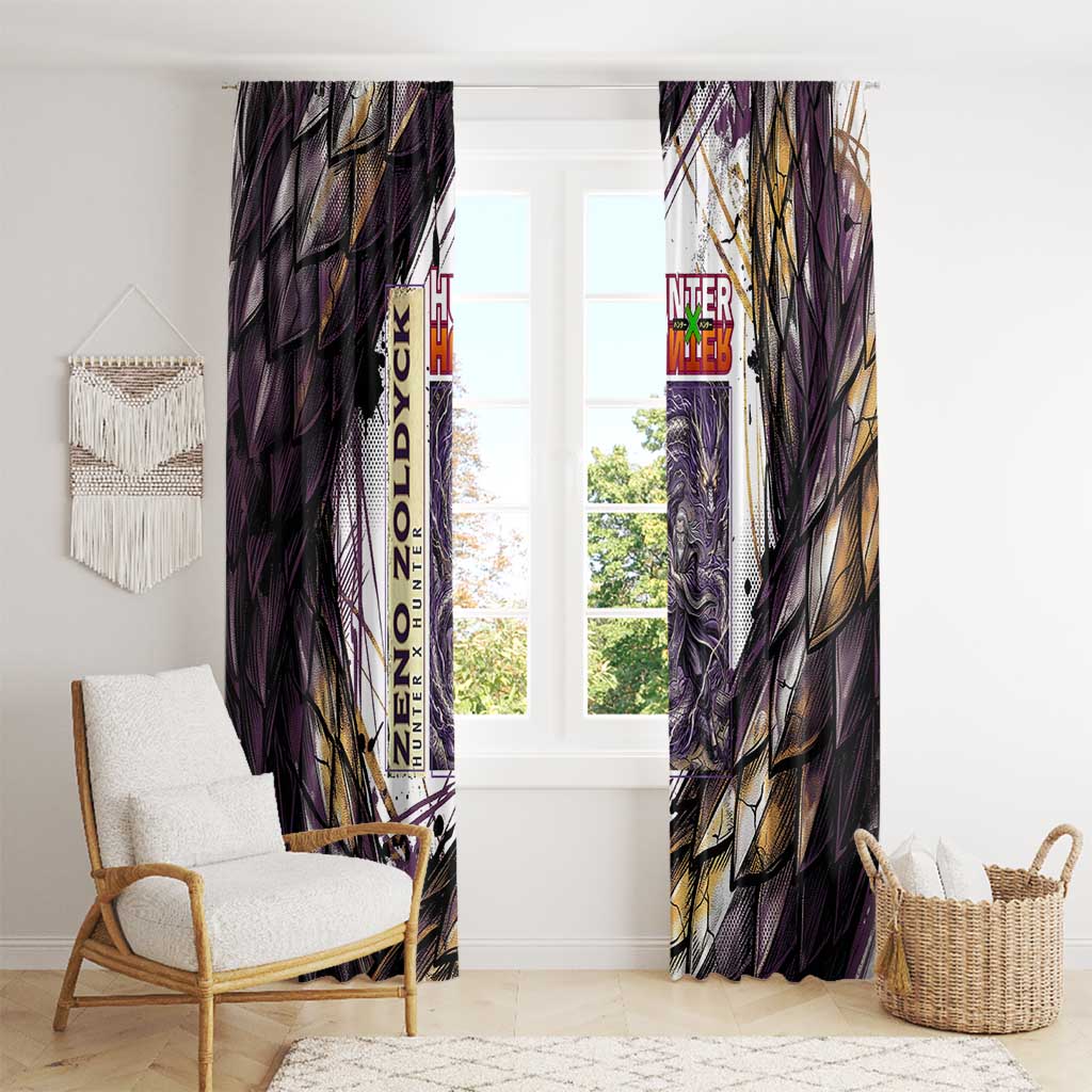 Zeno Zoldyck Theme White and Purple Dragon Aura Design Window Curtain with Dark Energy Card Artwork - The Mazicc