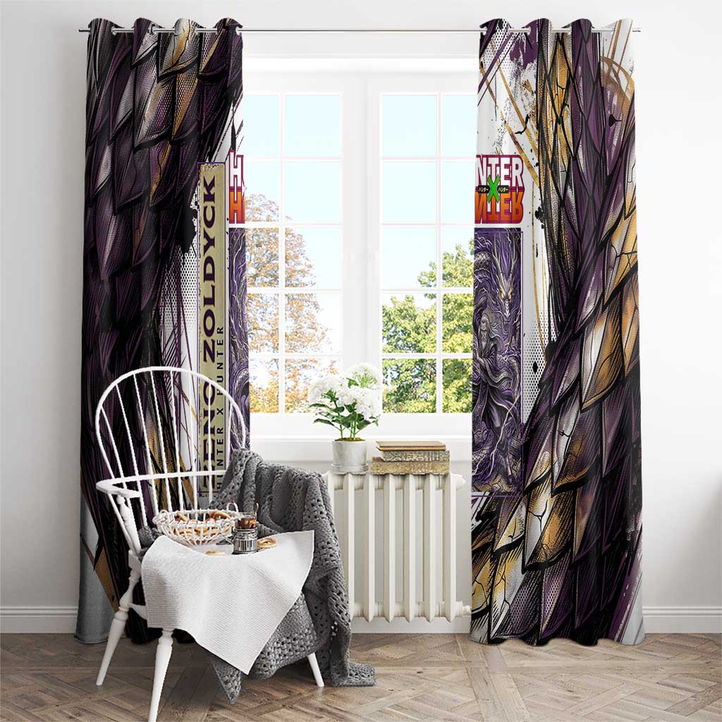 Zeno Zoldyck Theme White and Purple Dragon Aura Design Window Curtain with Dark Energy Card Artwork - The Mazicc