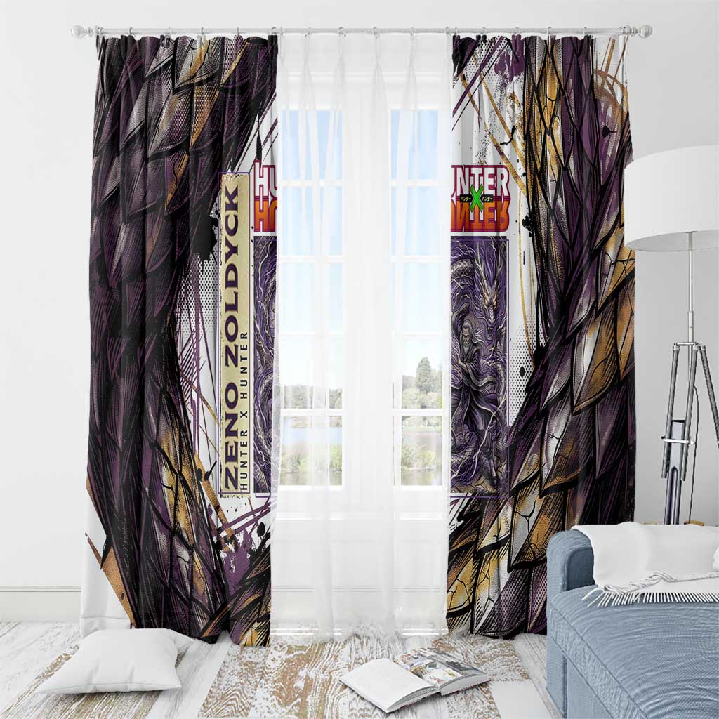 Zeno Zoldyck Theme White and Purple Dragon Aura Design Window Curtain with Dark Energy Card Artwork - The Mazicc