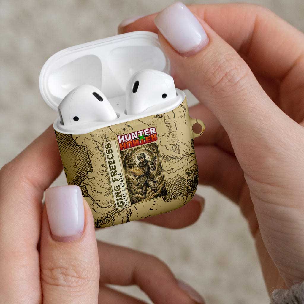 Ging Freecss Theme Desert Explorer Design AirPods Case with Ancient Map Background and Adventure Card Artwork - The Mazicc