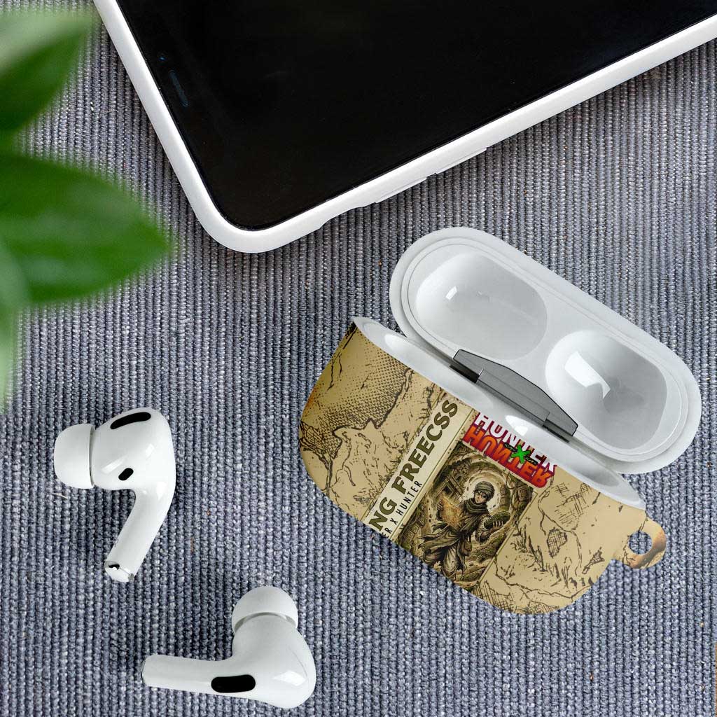 Ging Freecss Theme Desert Explorer Design AirPods Case with Ancient Map Background and Adventure Card Artwork - The Mazicc