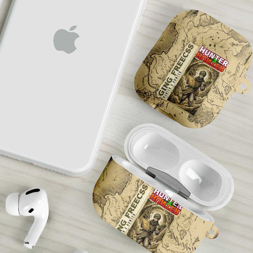 Ging Freecss Theme Desert Explorer Design AirPods Case with Ancient Map Background and Adventure Card Artwork - The Mazicc