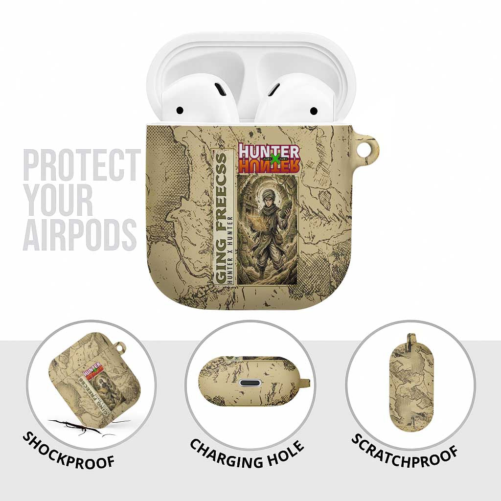 Ging Freecss Theme Desert Explorer Design AirPods Case with Ancient Map Background and Adventure Card Artwork - The Mazicc