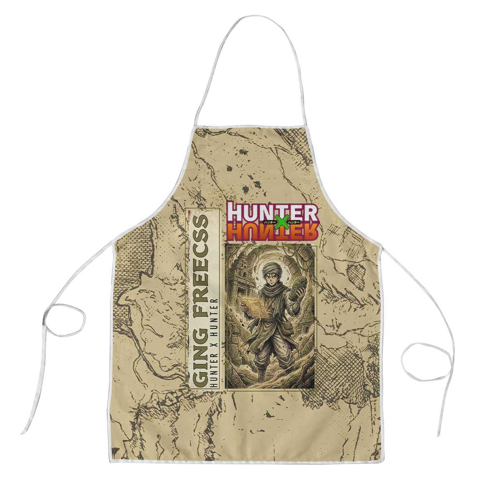 Ging Freecss Theme Desert Explorer Design Apron with Ancient Map Background and Adventure Card Artwork - The Mazicc