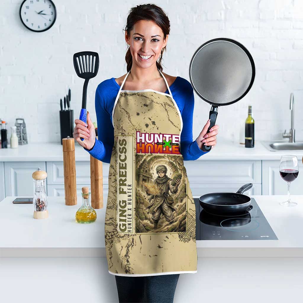 Ging Freecss Theme Desert Explorer Design Apron with Ancient Map Background and Adventure Card Artwork - The Mazicc