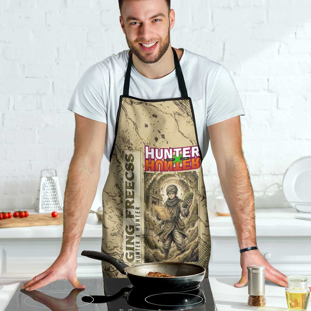 Ging Freecss Theme Desert Explorer Design Apron with Ancient Map Background and Adventure Card Artwork - The Mazicc
