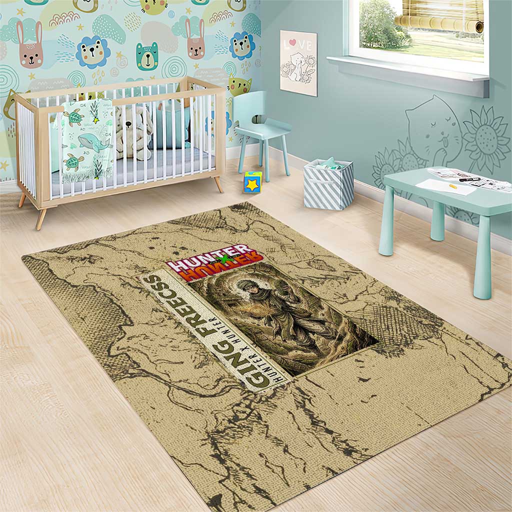 Ging Freecss Theme Desert Explorer Design Area Rug with Ancient Map Background and Adventure Card Artwork - The Mazicc