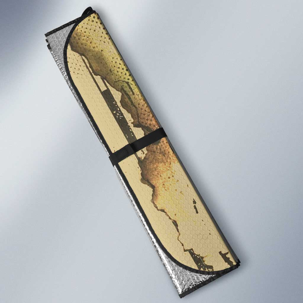 Ging Freecss Theme Desert Explorer Design Auto Sun Shade with Ancient Map Background and Adventure Card Artwork - The Mazicc