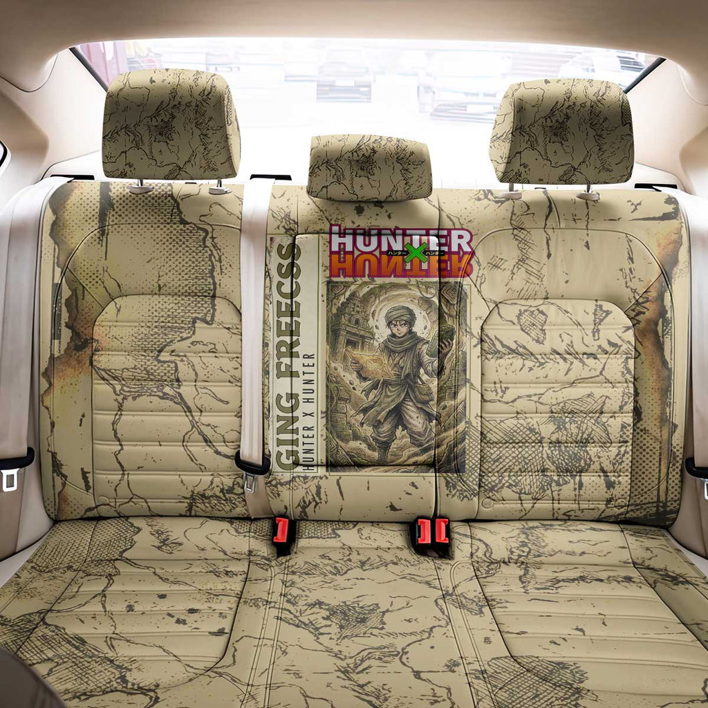 Ging Freecss Theme Desert Explorer Design Back Car Seat Cover with Ancient Map Background and Adventure Card Artwork - The Mazicc