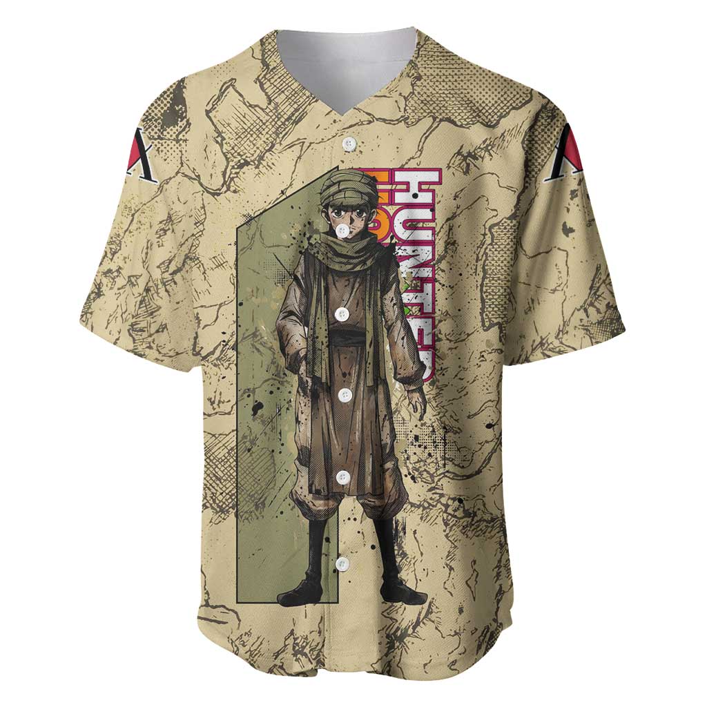 Ging Freecss Theme Desert Explorer Design Baseball Jersey with Ancient Map Background and Adventure Card Artwork - The Mazicc