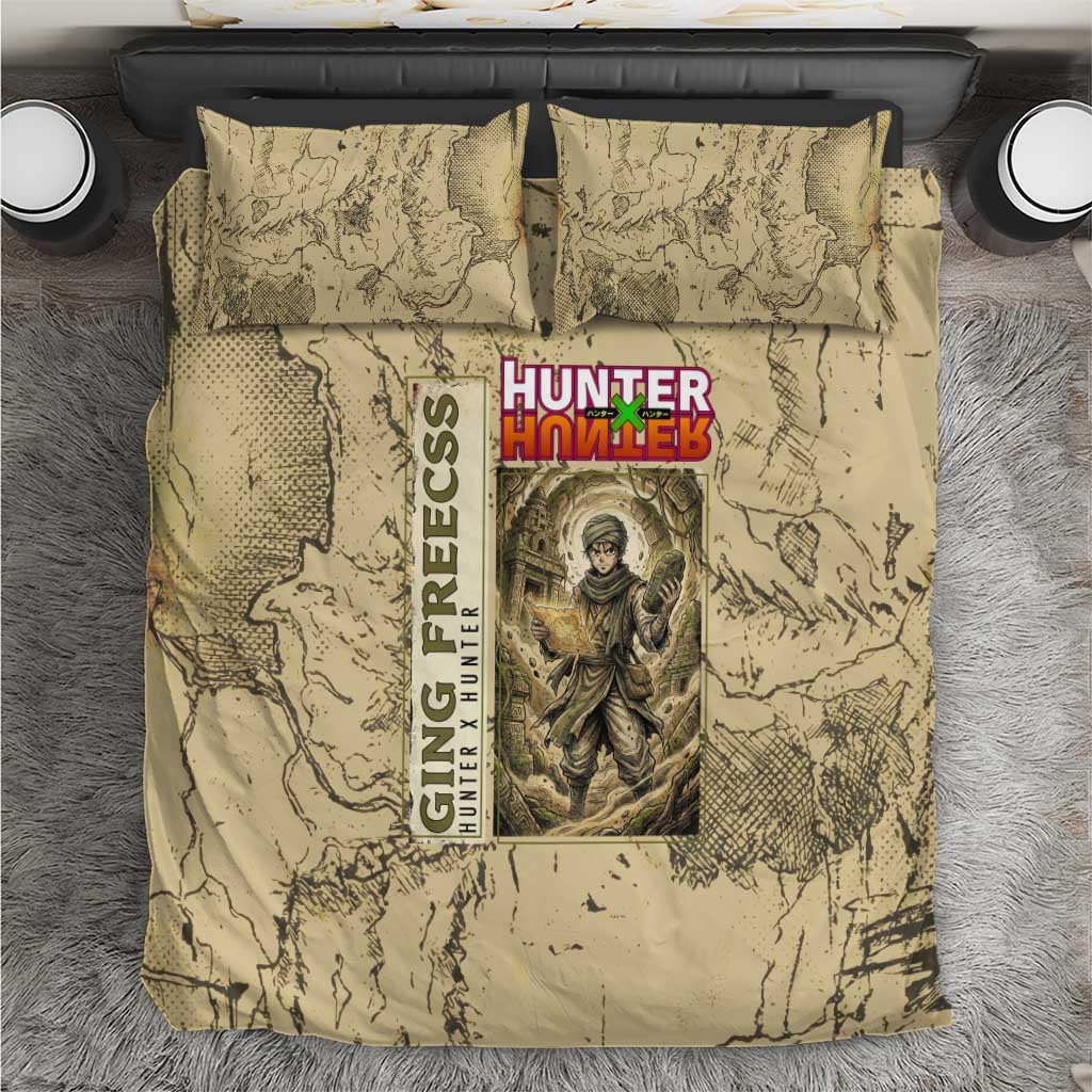 Ging Freecss Theme Desert Explorer Design Bedding Set with Ancient Map Background and Adventure Card Artwork - The Mazicc