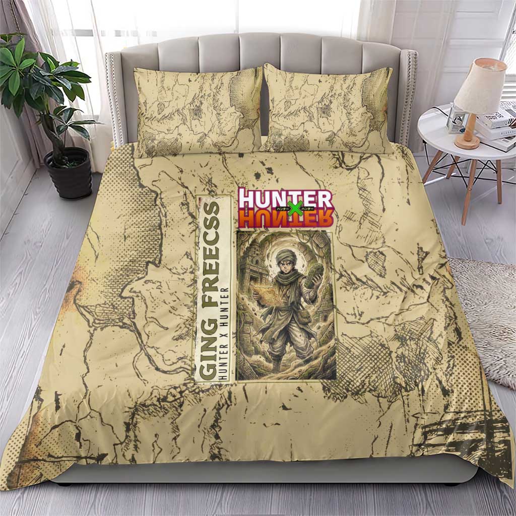 Ging Freecss Theme Desert Explorer Design Bedding Set with Ancient Map Background and Adventure Card Artwork - The Mazicc