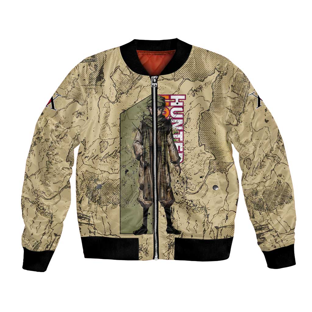Ging Freecss Theme Desert Explorer Design Bomber Jacket with Ancient Map Background and Adventure Card Artwork - The Mazicc