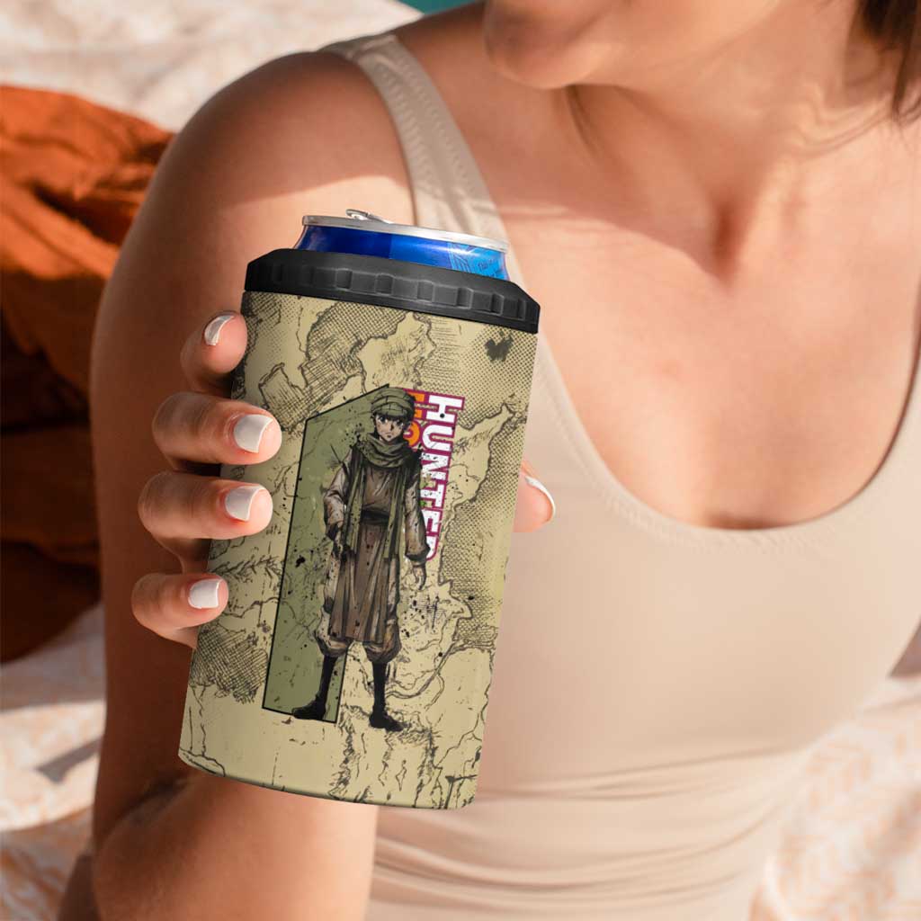 Ging Freecss Theme Desert Explorer Design 4 in 1 Can Cooler Tumbler with Ancient Map Background and Adventure Card Artwork - The Mazicc