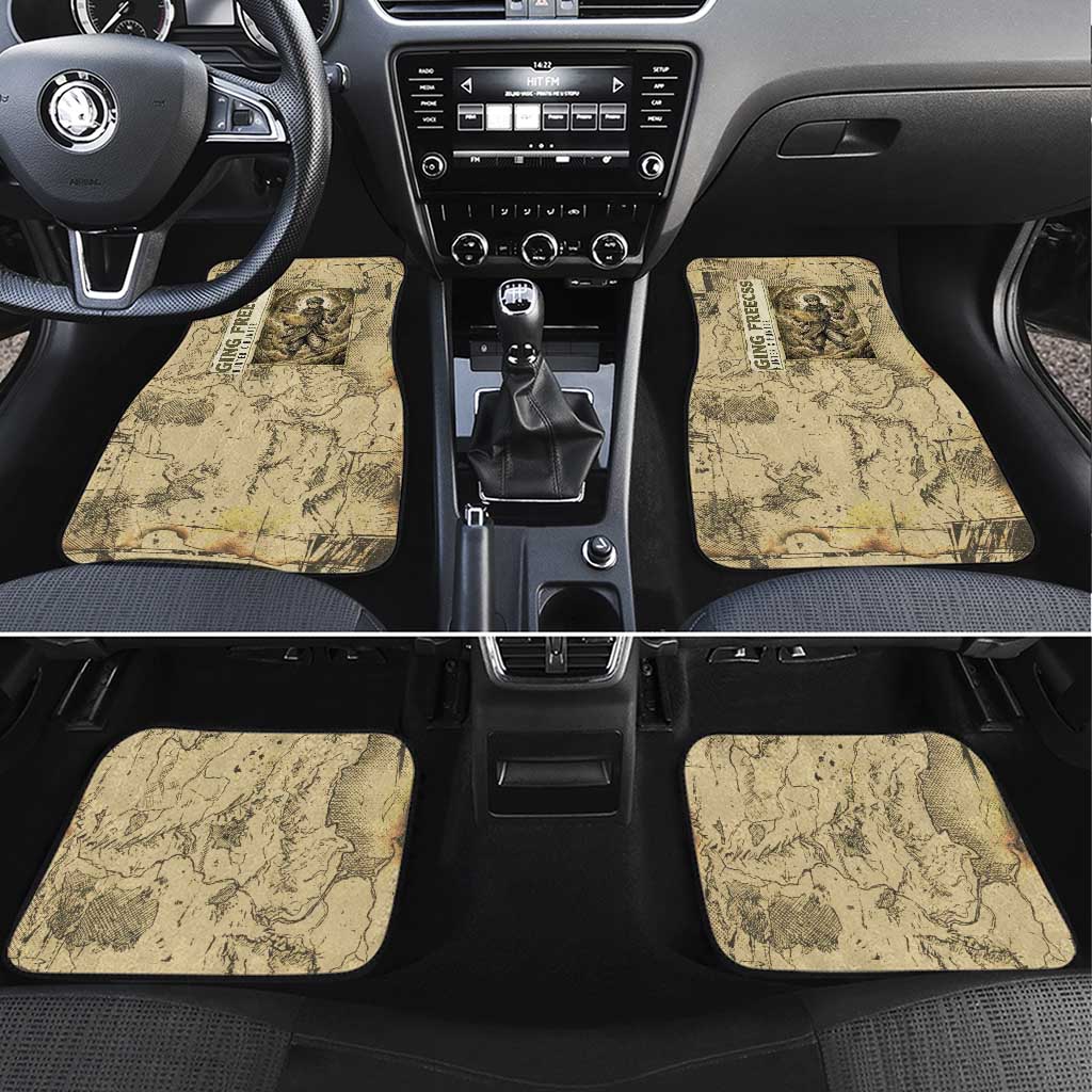 Ging Freecss Theme Desert Explorer Design Car Mats with Ancient Map Background and Adventure Card Artwork - The Mazicc