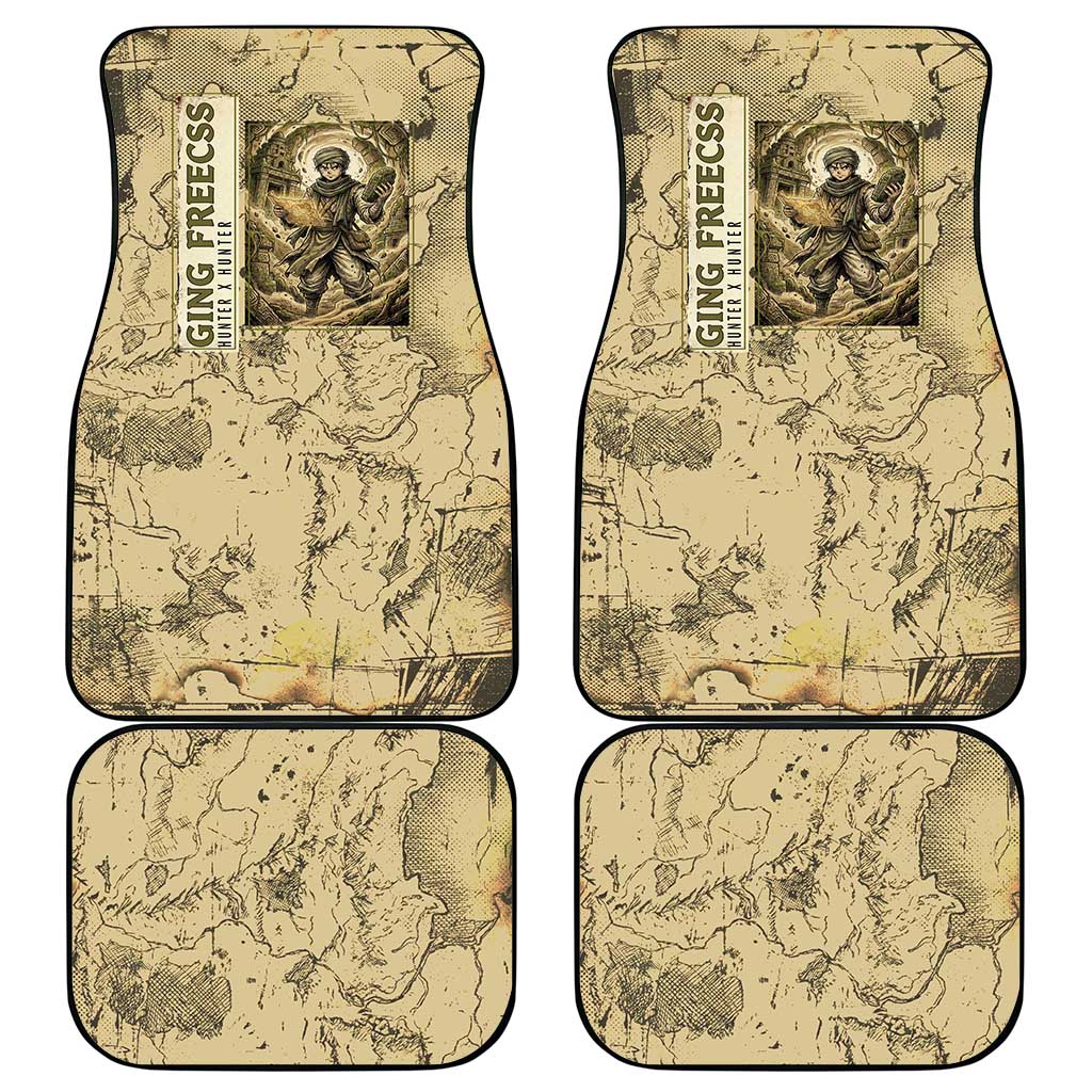 Ging Freecss Theme Desert Explorer Design Car Mats with Ancient Map Background and Adventure Card Artwork - The Mazicc