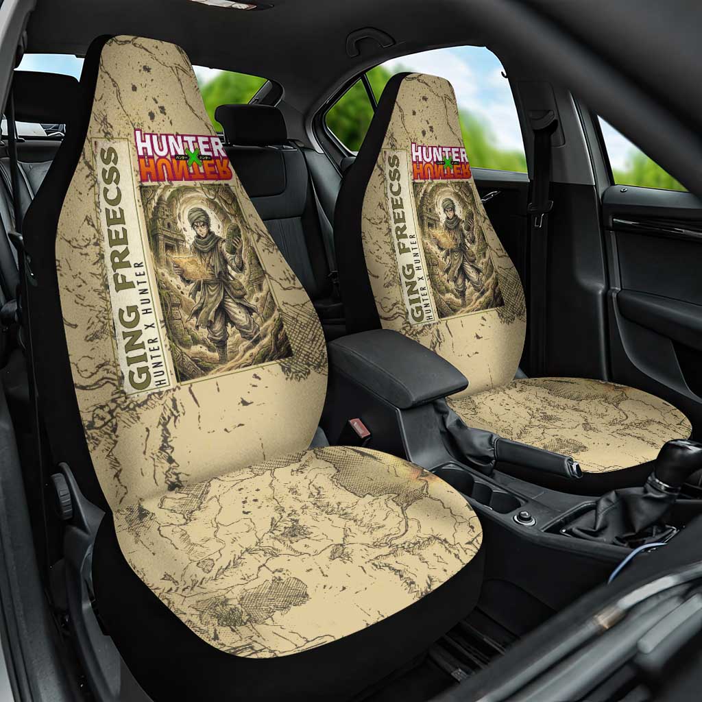 Ging Freecss Theme Desert Explorer Design Car Seat Cover with Ancient Map Background and Adventure Card Artwork - The Mazicc