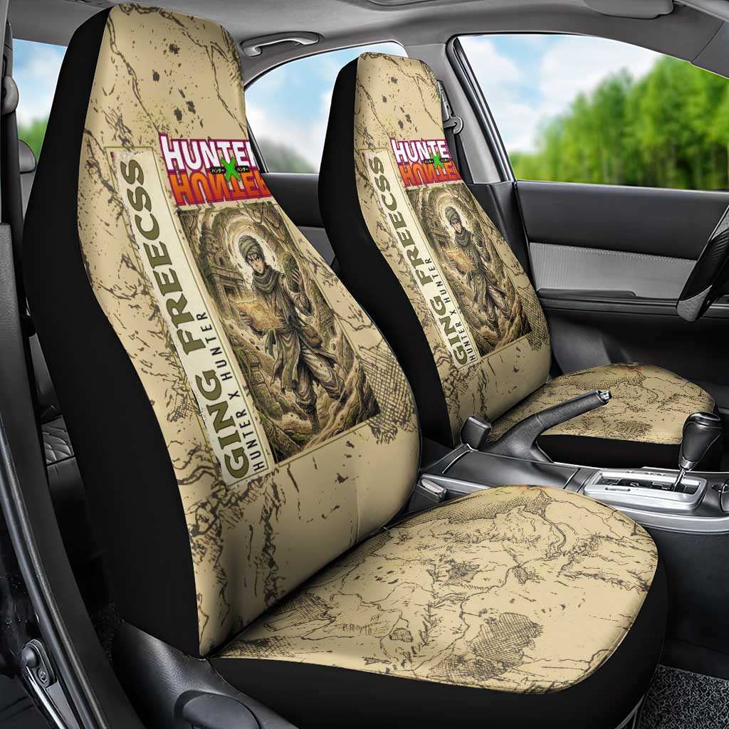 Ging Freecss Theme Desert Explorer Design Car Seat Cover with Ancient Map Background and Adventure Card Artwork - The Mazicc